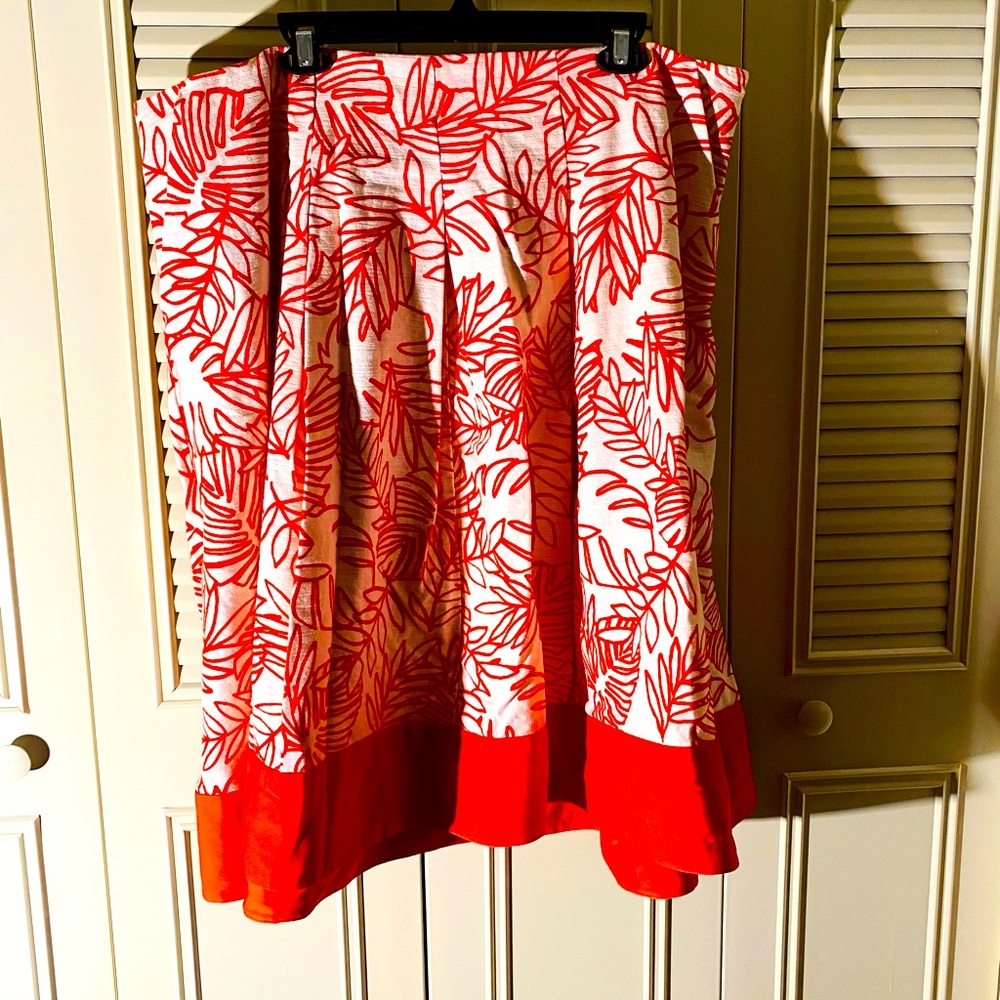 Lane Bryant Floral linen cotton blend skirt.